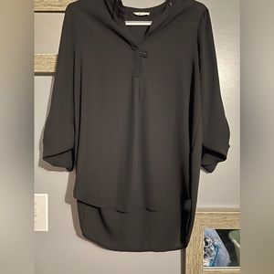 Sheer black one button blouse